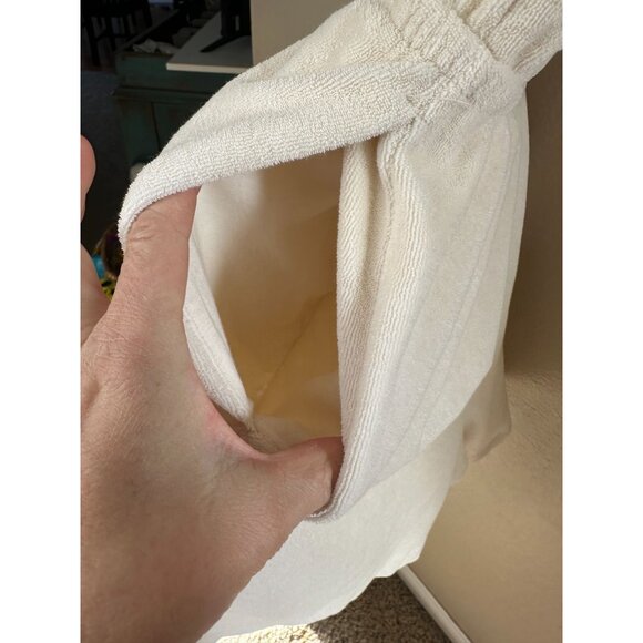 H&M Womens Cream Terrycloth Romper Medium short sleeve button up cotton - Picture 7 of 10